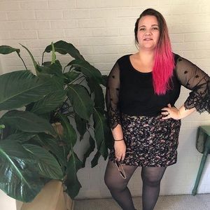 Torrid Black Mesh Sleeve Top